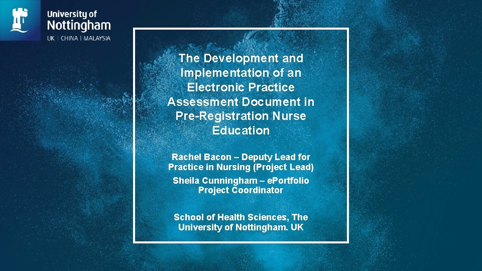 The Development and Implementation of an Electronic Practice Assessment Document in Pre-Registration Nurse Education