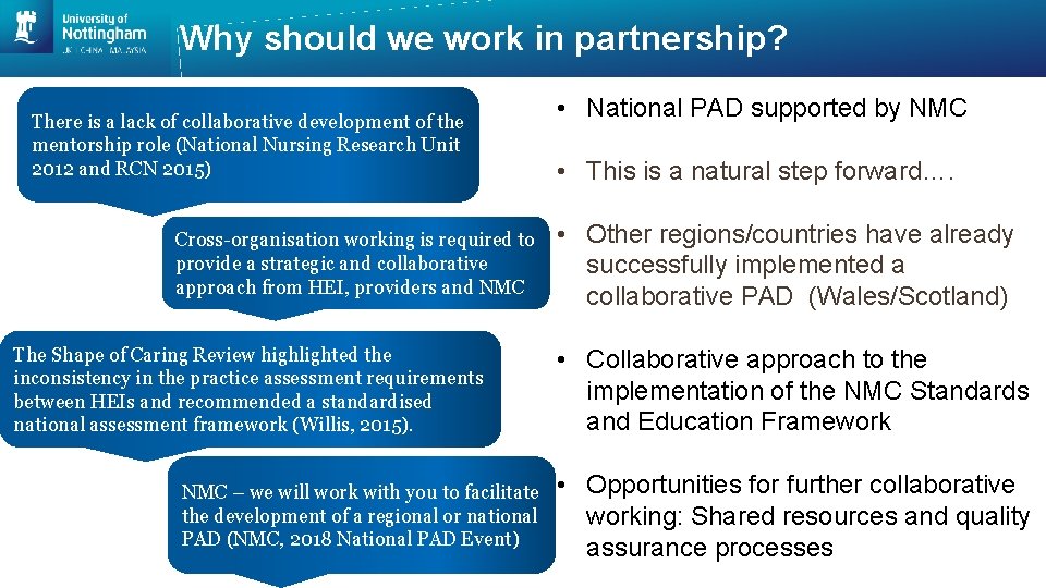 Why should we work in partnership? There is a lack of collaborative development of