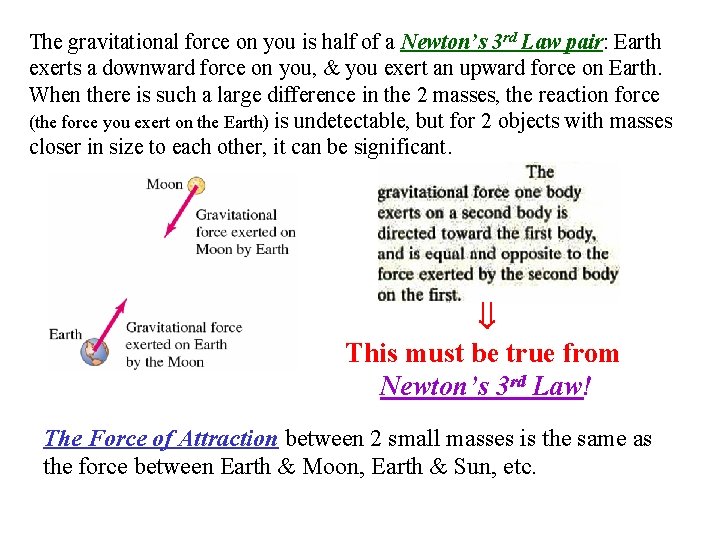 The gravitational force on you is half of a Newton’s 3 rd Law pair: