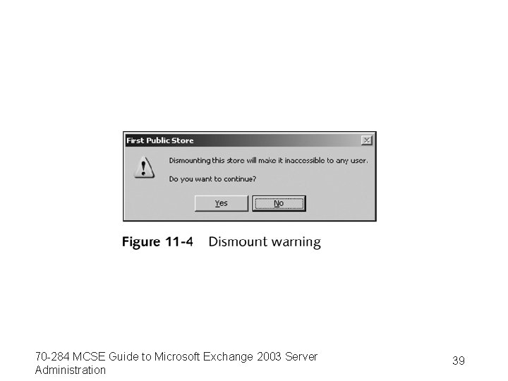 70 -284 MCSE Guide to Microsoft Exchange 2003 Server Administration 39 