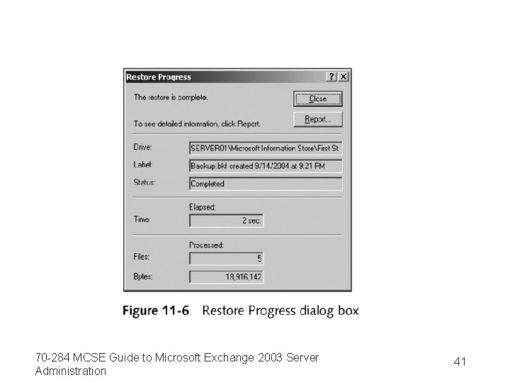 70 -284 MCSE Guide to Microsoft Exchange 2003 Server Administration 41 