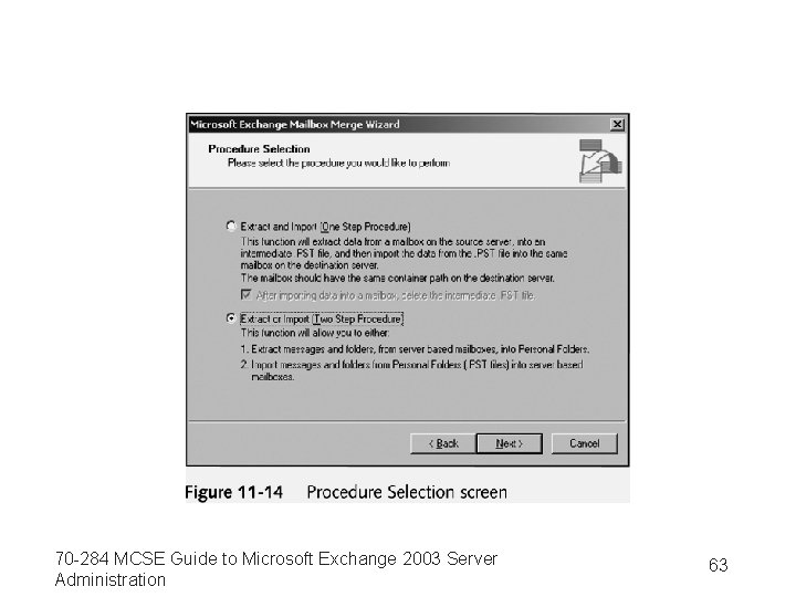 70 -284 MCSE Guide to Microsoft Exchange 2003 Server Administration 63 