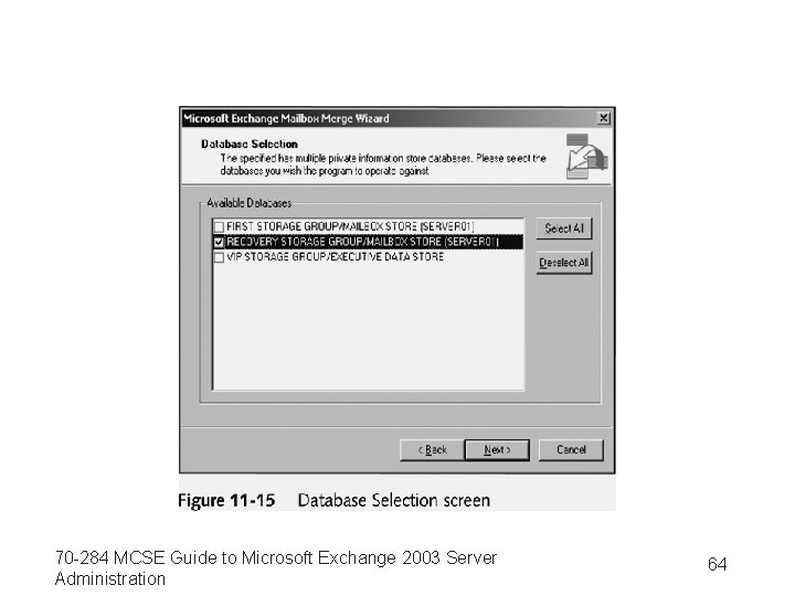 70 -284 MCSE Guide to Microsoft Exchange 2003 Server Administration 64 