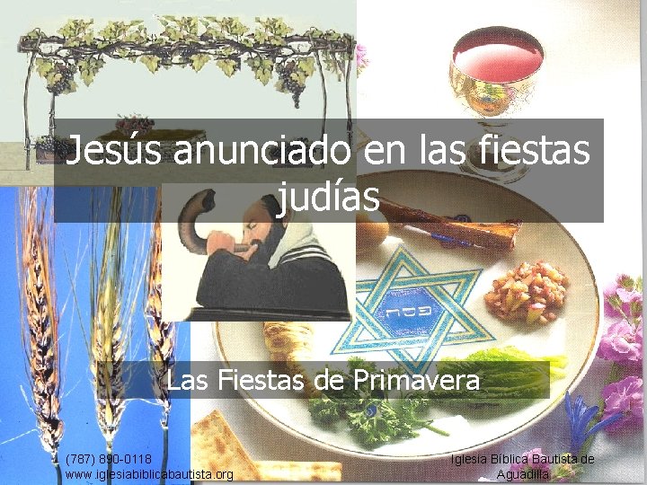 Jesús anunciado en las fiestas judías Las Fiestas de Primavera (787) 890 -0118 www.