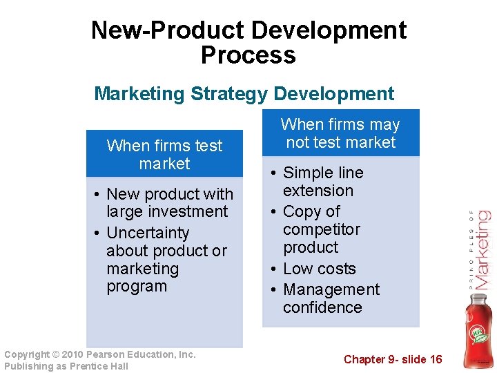 New-Product Development Process Marketing Strategy Development When firms test market • New product with