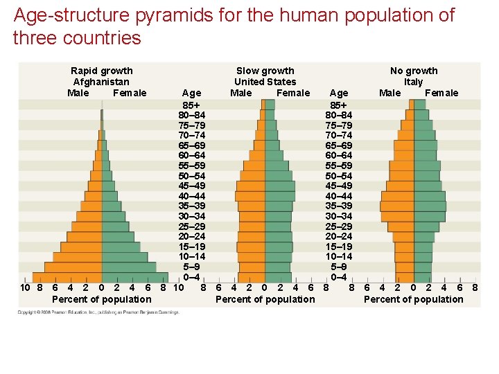 Age-structure pyramids for the human population of three countries Rapid growth Afghanistan Male Female