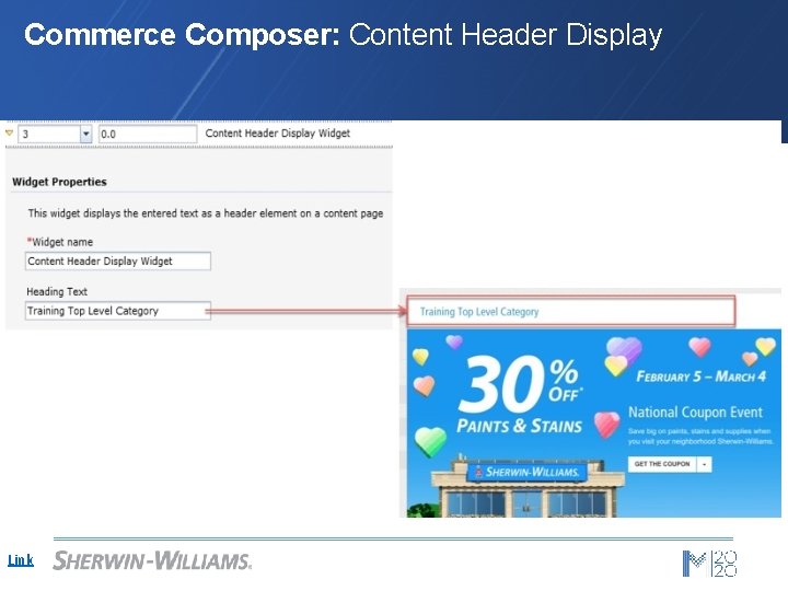 Commerce Composer: Content Header Display Link 