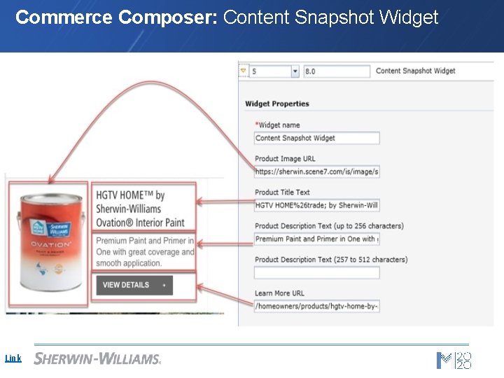 Commerce Composer: Content Snapshot Widget Link 