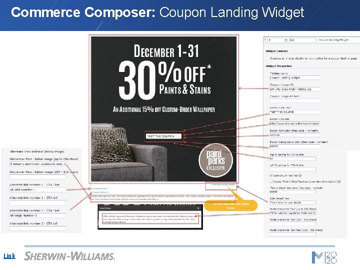 Commerce Composer: Coupon Landing Widget Link 