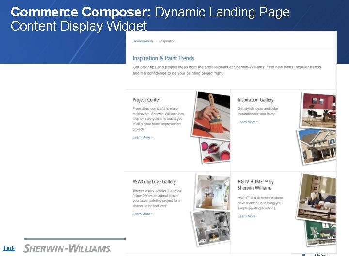 Commerce Composer: Dynamic Landing Page Content Display Widget Link 