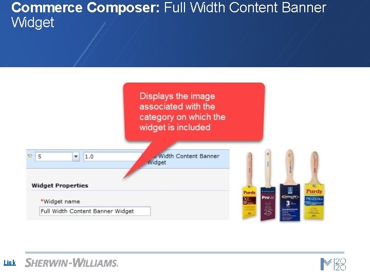Commerce Composer: Full Width Content Banner Widget Link 