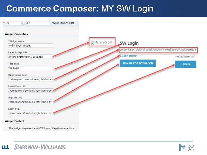 Commerce Composer: MY SW Login Link 