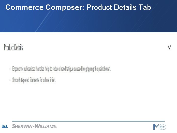 Commerce Composer: Product Details Tab Link 