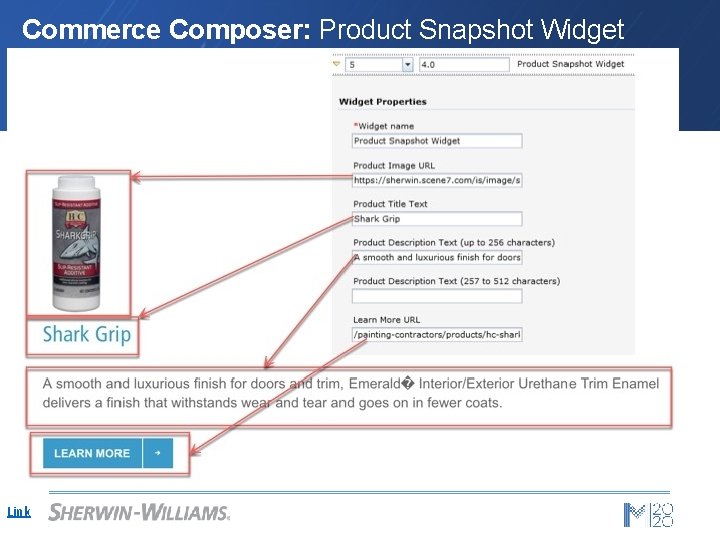 Commerce Composer: Product Snapshot Widget Link 