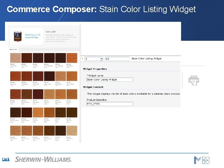 Commerce Composer: Stain Color Listing Widget Link 