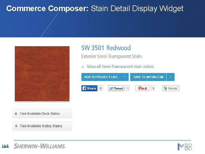 Commerce Composer: Stain Detail Display Widget Link 