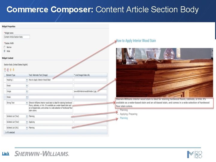 Commerce Composer: Content Article Section Body Link 