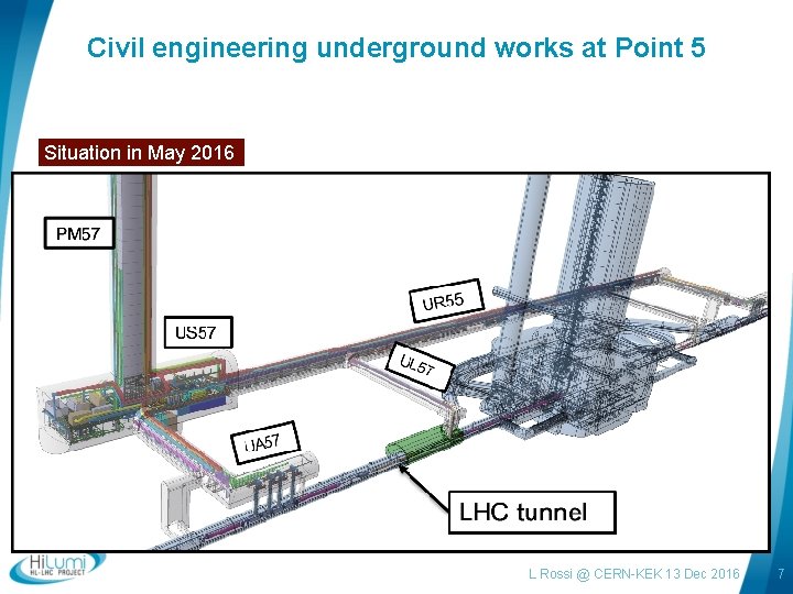 Civil engineering underground works at Point 5 Situation in May 2016 L Rossi @