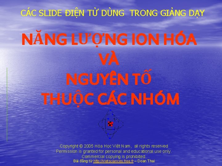 CÁC SLIDE ĐIỆN TỬ DÙNG TRONG GIẢNG DẠY NĂNG LƯỢNG ION HÓA VÀ NGUYÊN