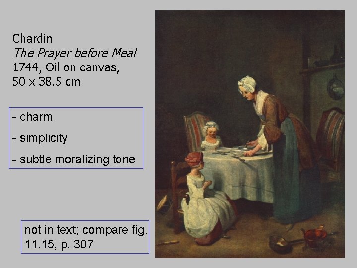 Chardin The Prayer before Meal 1744, Oil on canvas, 50 x 38. 5 cm