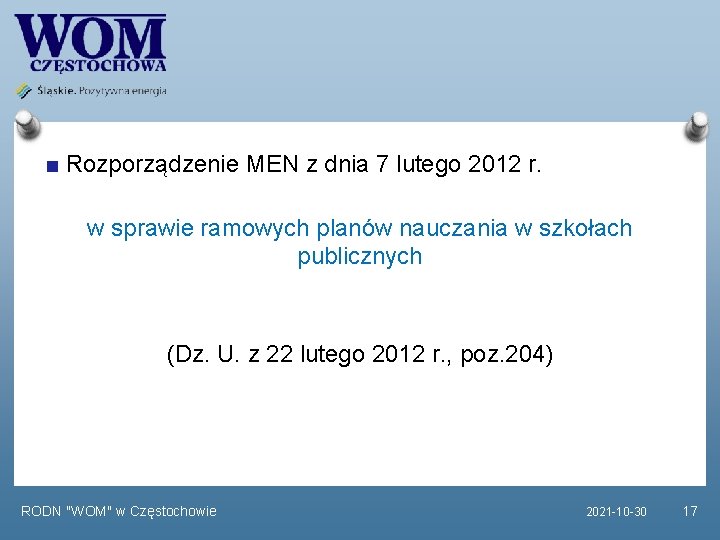 Rozporządzenie MEN z dnia 7 lutego 2012 r. w sprawie ramowych planów nauczania w