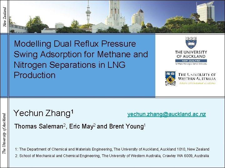 New Zealand The University of Auckland Modelling Dual Reflux Pressure Swing Adsorption for Methane