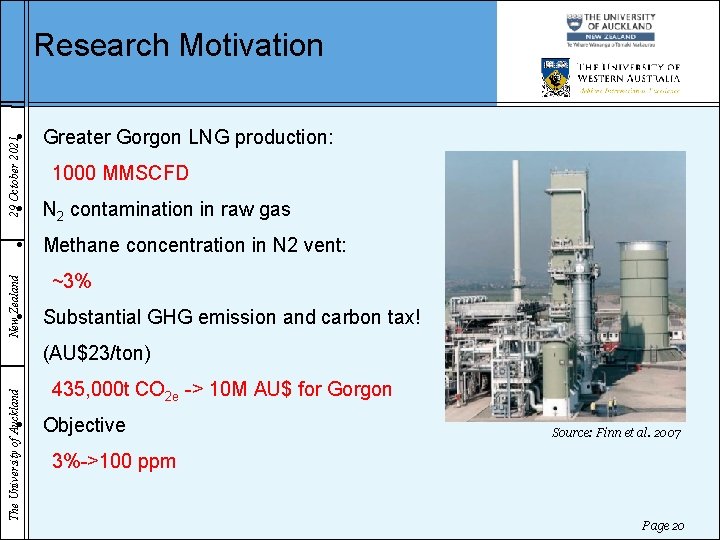 Research Motivation 29 October 2021 • Greater Gorgon LNG production: 1000 MMSCFD • N