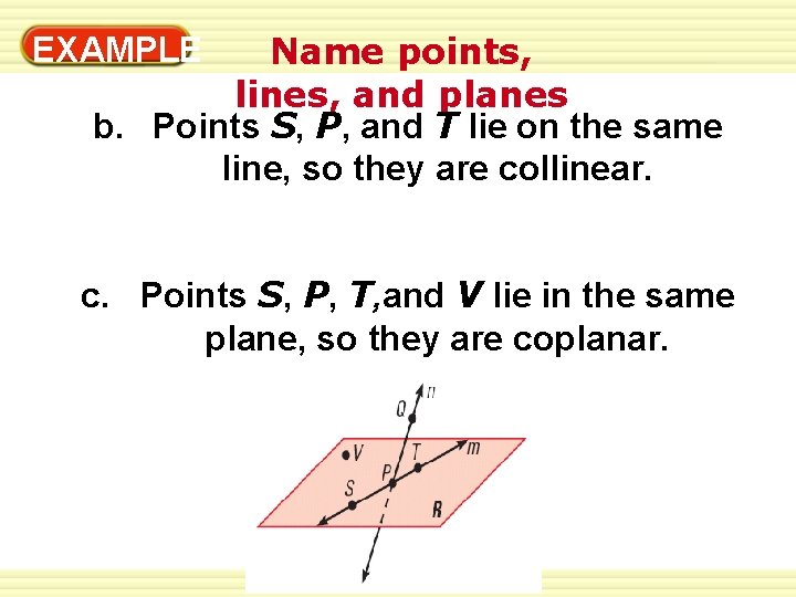 Understanding Points, Lines, and Planes 1 -1 EXAMPLE Name points, 1 lines, and planes