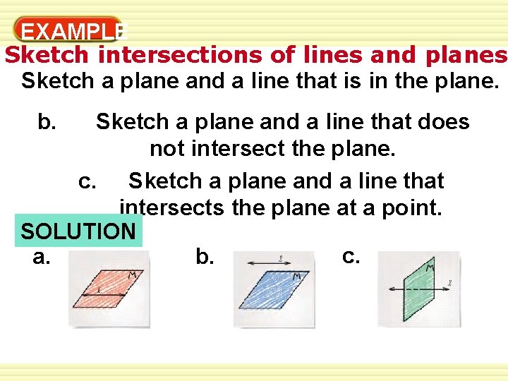 Understanding Points, Lines, and Planes 1 -1 EXAMPLE Sketch 3 intersections of lines and