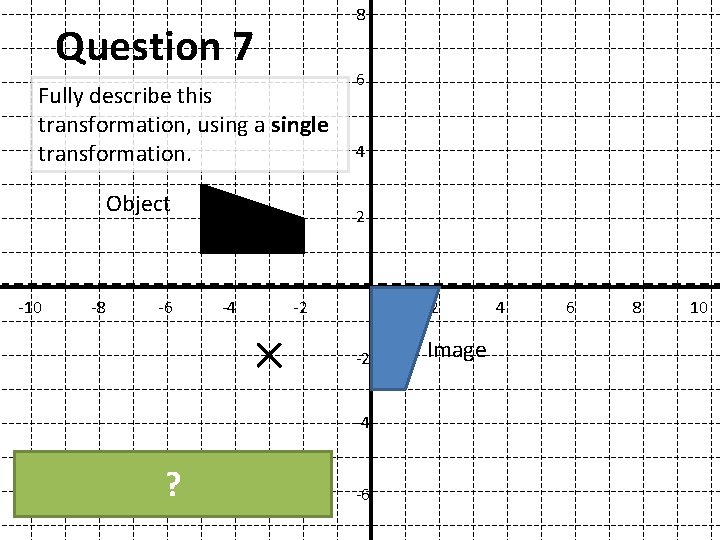 8 Question 7 Fully describe this transformation, using a single transformation. Object -10 -8