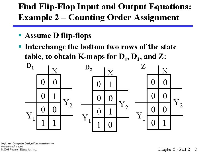 Find Flip-Flop Input and Output Equations: Example 2 – Counting Order Assignment § Assume