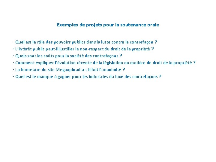 Exemples de projets pour la soutenance orale · Quel est le rôle des pouvoirs