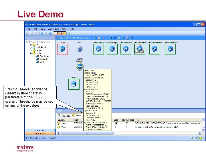 Live Demo This mouse-over shows the current system operating parameters of this OS 2200