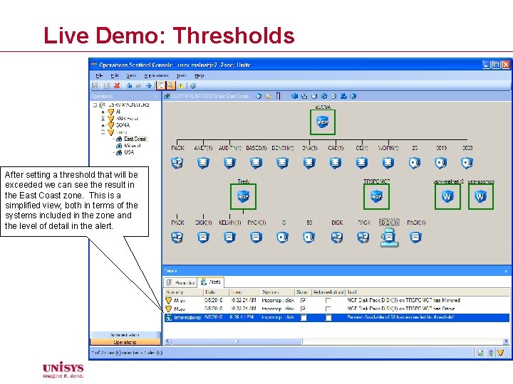 Live Demo: Thresholds After setting a threshold that will be exceeded we can see
