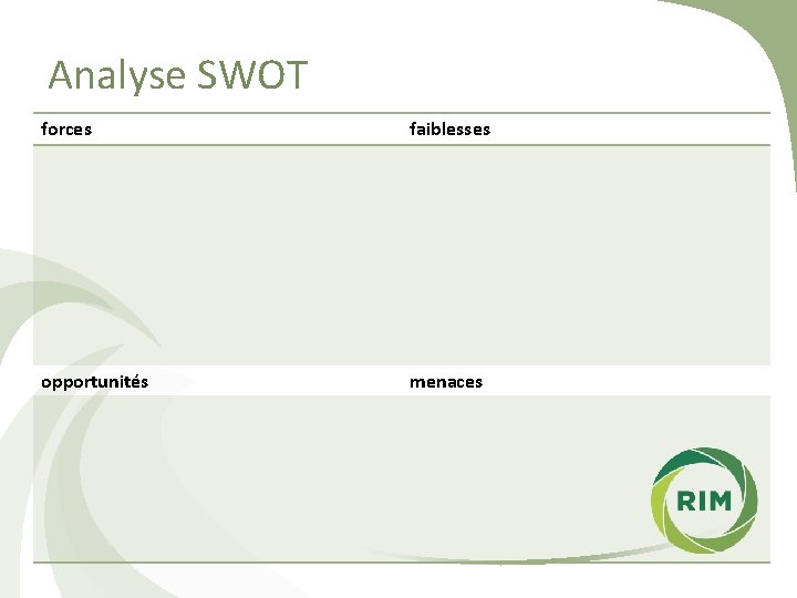 Analyse SWOT forces faiblesses opportunités menaces 