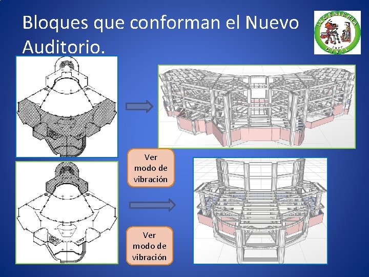 Bloques que conforman el Nuevo Auditorio. Ver modo de vibración 