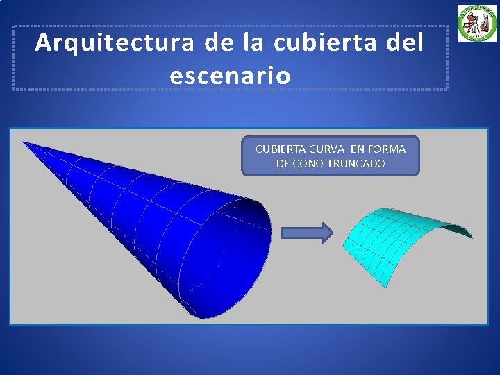 Arquitectura de la cubierta del escenario CUBIERTA CURVA EN FORMA DE CONO TRUNCADO 