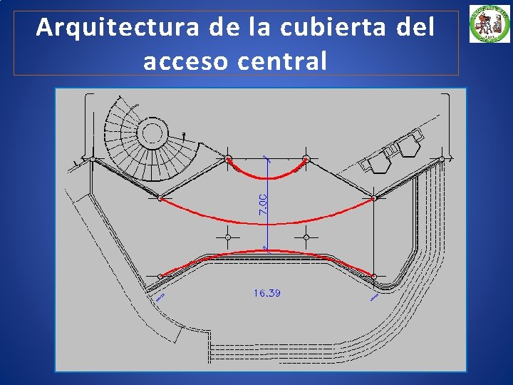 Arquitectura de la cubierta del acceso central 