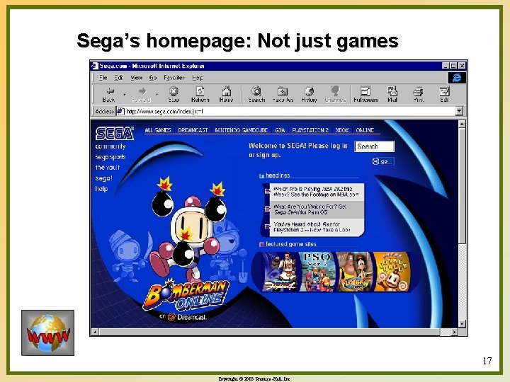 Sega’s homepage: Not just games 17 Copyright © 2003 Prentice-Hall, Inc. 