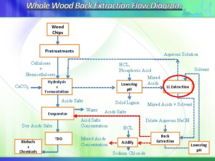 Whole Wood Back Extraction Flow Diagram Wood Chips Pretreatments Aqueous Solution Celluloses + Hemicelluloses Whole Wood Back Extraction Flow Diagram Wood Chips Pretreatments Aqueous Solution Celluloses + Hemicelluloses