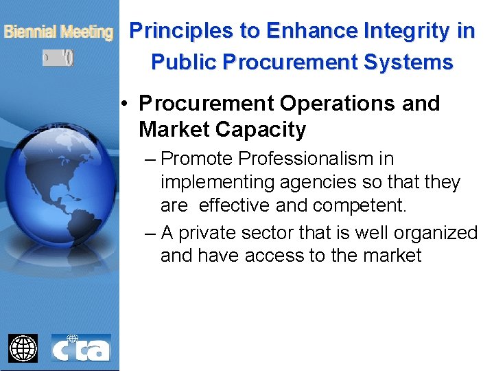 Principles to Enhance Integrity in Public Procurement Systems • Procurement Operations and Market Capacity