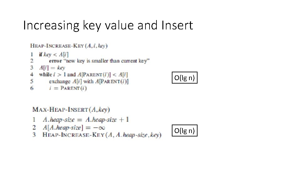 Increasing key value and Insert O(lg n) 