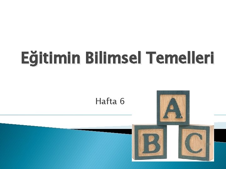 Eğitimin Bilimsel Temelleri Hafta 6 