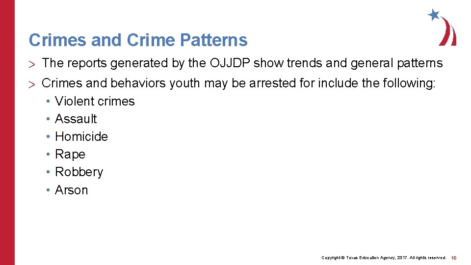 Crimes and Crime Patterns > The reports generated by the OJJDP show trends and