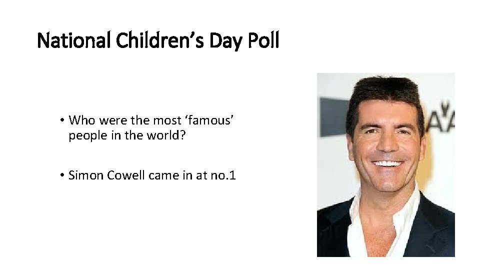 National Children’s Day Poll • Who were the most ‘famous’ people in the world?