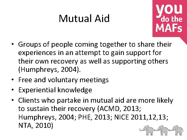Mutual Aid • Groups of people coming together to share their experiences in an