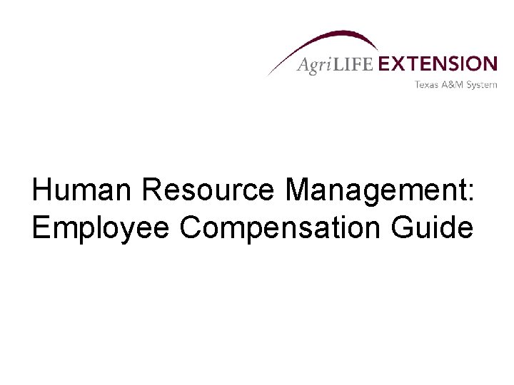 Human Resource Management: Employee Compensation Guide Human Resource Management: Employee Compensation Guide