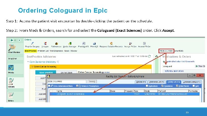 Ordering Cologuard in Epic 13 