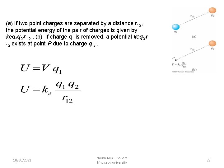 (a) If two point charges are separated by a distance r 12, the potential