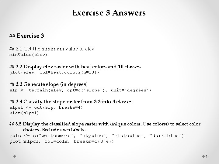 Exercise 3 Answers ## Exercise 3 ## 3. 1 Get the minimum value of